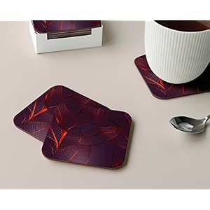 babique tea coaster set printed  mdf wood material coasters for home and kitchen office table dining table home decor set of 4 ct-37