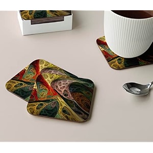 babique tea coaster set printed  mdf wood material coasters for home and kitchen office table dining table home decor set of 4 ct-49