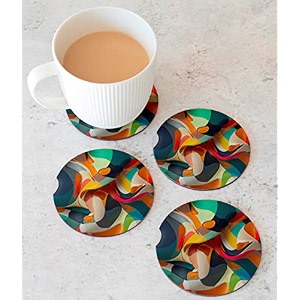 babique tea coaster set printed  mdf wood material coasters for home and kitchen office table dining table home decor set of 4 ct-71