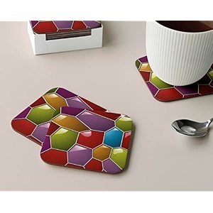 babique tea coaster set printed  mdf wood material coasters for home and kitchen office table dining table home decor set of 4 ct-9