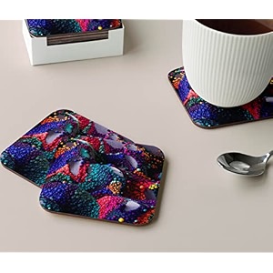 babique tea coaster set printed  mdf wood material coasters for home and kitchen office table dining table home decor set of 4 ct-15