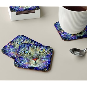 babique tea coaster set printed  mdf wood material coasters for home and kitchen office table dining table home decor set of 4 ct-54