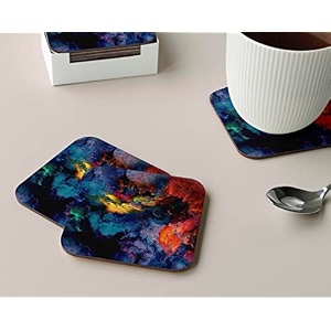 babique tea coaster set printed  mdf wood material coasters for home and kitchen office table dining table home decor set of 4 ct-25