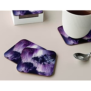 babique tea coaster set printed  mdf wood material coasters for home and kitchen office table dining table home decor set of 4 ct-11