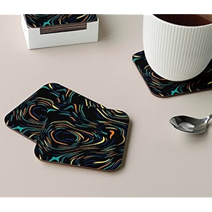 babique tea coaster set printed  mdf wood material coasters for home and kitchen office table dining table home decor set of 4 ct-31