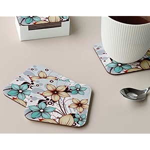 babique tea coaster set printed  mdf wood material coasters for home and kitchen office table dining table home decor set of 4 ct-40