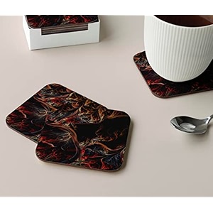 babique tea coaster set printed  mdf wood material coasters for home and kitchen office table dining table home decor set of 4 ct-16