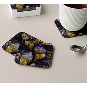 babique tea coaster set printed  mdf wood material coasters for home and kitchen office table dining table home decor set of 4 ct-41