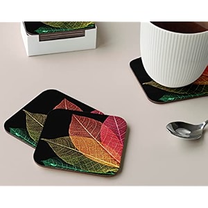 babique tea coaster set printed  mdf wood material coasters for home and kitchen office table dining table home decor set of 4 ct-4
