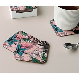 babique tea coaster set printed  mdf wood material coasters for home and kitchen office table dining table home decor set of 4 ct-14