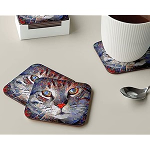 babique tea coaster set printed  mdf wood material coasters for home and kitchen office table dining table home decor set of 4 ct-61