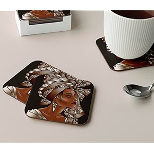 babique tea coaster set printed  mdf wood material coasters for home and kitchen office table dining table home decor set of 4 ct-28