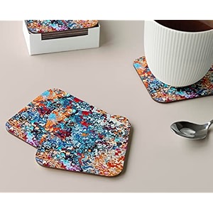 babique tea coaster set printed  mdf wood material coasters for home and kitchen office table dining table home decor set of 4 ct-18
