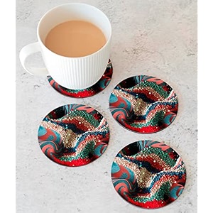 babique tea coaster set printed  mdf wood material coasters for home and kitchen office table dining table home decor set of 4 ct-74