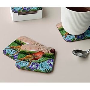 babique tea coaster set printed  mdf wood material coasters for home and kitchen office table dining table home decor set of 4 ct-56