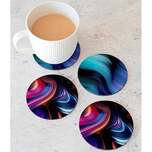 babique tea coaster set printed  mdf wood material coasters for home and kitchen office table dining table home decor set of 4 ct-66