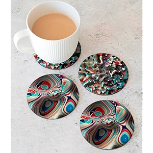 babique tea coaster set printed  mdf wood material coasters for home and kitchen office table dining table home decor set of 4 ct-67