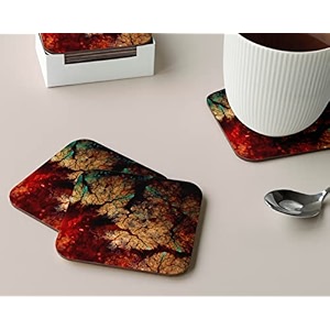 babique tea coaster set printed  mdf wood material coasters for home and kitchen office table dining table home decor set of 4 ct-23