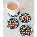 Babique Tea Coaster Set Printed Round , MDF Wood Material Coasters for Home and Kitchen, Office Table, Dining Table, Home Decor (Set of 4) CT-36