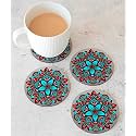 Babique Tea Coaster Set Printed Round , MDF Wood Material Coasters for Home and Kitchen, Office Table, Dining Table, Home Decor (Set of 4) CT-47