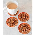 Babique Tea Coaster Set Printed Round , MDF Wood Material Coasters for Home and Kitchen, Office Table, Dining Table, Home Decor (Set of 4) CT-43