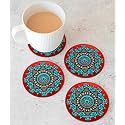 Babique Tea Coaster Set Mandala Art Printed , MDF Wood Material Coasters for Home and Kitchen, Office Table, Dining Table, Home Decor (3.5x3.5 inches, Set of 6) (Design-34)
