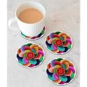 Babique Tea Coaster Set Printed Round , MDF Wood Material Coasters for Home and Kitchen, Office Table, Dining Table, Home Decor (Set of 4) CT-40