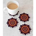 Babique Tea Coaster Set Mandala Art Printed , MDF Wood Material Coasters for Home and Kitchen, Office Table, Dining Table, Home Decor (3.5x3.5 inches, Set of 6) (Design-23)