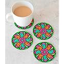 Babique Tea Coaster Set Printed Round , MDF Wood Material Coasters for Home and Kitchen, Office Table, Dining Table, Home Decor (Set of 4) CT-35