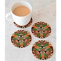 Babique Tea Coaster Set Printed Round , MDF Wood Material Coasters for Home and Kitchen, Office Table, Dining Table, Home Decor (Set of 4) CT-38