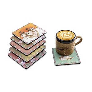 babique tea coaster set printed square  mdf wood material coasters for home and kitchen office table dining table home decor 35x35 inches set of 6 design-1