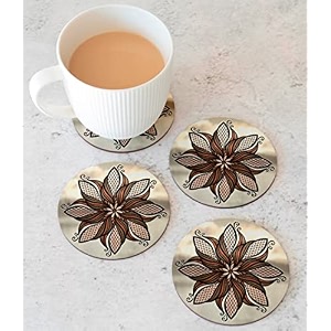 babique tea coaster set mandala art printed  mdf wood material coasters for home and kitchen office table dining table home decor 35x35 inches set of 6 design-31