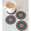 Babique Tea Coaster Set Mandala Art Printed , MDF Wood Material Coasters for Home and Kitchen, Office Table, Dining Table, Home Decor (3.5x3.5 inches, Set of 6) (Design-29)