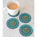 Babique Tea Coaster Set Mandala Art Printed, MDF Wood Material Coasters for Home and Kitchen, Office Table, Dining Table, Home Decor (3.5x3.5 inches, Set of 6) (Design-28)