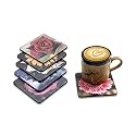 Babique Tea Coaster Set Printed Square , MDF Wood Material Coasters for Home and Kitchen, Office Table, Dining Table, Home Decor (3.5x3.5 inches, Set of 6) (Design-4)