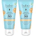Babo Botanicals Sensitive Baby Mineral Sunscreen Lotion SPF50 Natural Zinc Oxide Face & Body Fragrance-Free WaterResistant - EWG Verified Vegan Extra Sensitive Skin For Babies & Kids (Pack of 2)
