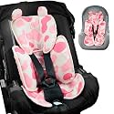 Baby 3in1 Car Seat Head Body Support,Reversible Cotton-Minnky Infant Car Seat Insert Newborn Boys Girls,Soft Breathable Carseat Head Support Pillow Cushion Infant Stroller,Swing,Bouncer(Pink)