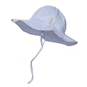 Baby &amp; Toddler Wide Brim Sun Hats UPF 50+ Sun Protection Bucket Cap Cute Adjustable Hat in Seersucker