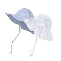 Baby &amp; Toddler Wide Brim Sun Hats UPF 50+ Sun Protection Bucket Cap Cute Adjustable Hat in Seersucker