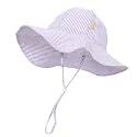 Baby &amp; Toddler Wide Brim Sun Hats UPF 50+ Sun Protection Bucket Cap Cute Adjustable Hat in Seersucker