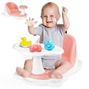Baby Bath Seat with Tray for Babies 6 Months & Up, Baby Bathtub Seat with Ultra Strong Suction Cups, Infant Bathtub Support Chair Soft Cushion & Ergonomic Backrest, Ideal Gift for Infants (Pink)