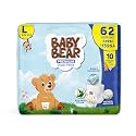 Baby Bear Premium Diaper Pants | Cottony Soft and rash free with Wetness Indicator | Aloe Vera Lotion | Breathable Sheet| Soft waistband | Bubble Bed Technology | 10 Disposable Bags | Large (9-14Kg)- 62 Pieces