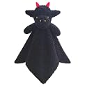 Baby Black Dragon Soft Stuffed Animal Security Blanket, Plush Dinosaur Character Lovey Blanket, Baby Shower/Nursery Gift, Newborn Infant Toddler Snuggle Blankie for Boys Girls, 14 Inches