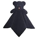 Baby Black Teddy Bear Soft Stuffed Animal Security Blanket, Plush Bear Character Lovey Blanket, Baby Shower/Nursery Gift, Newborn Infant Toddler Snuggle Blankie for Boys Girls, 14 Inches