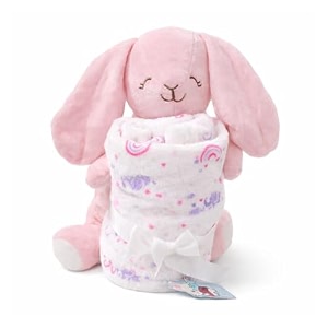 baby blanket with bunny soft toy newborn baby gift set  comforter towel  ultra-soft baby wrap blanket stuffed animal for infants  baby shower naming ceremony amp birthday giftwinter needs