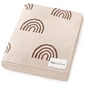 Baby Blanket for Girls and Boys - 100% Cotton Buttery Soft Cozy Receiving Swaddle Stroller Blanket for Shower Gift Registry for Newborns, Infants, Toddlers (Rainbow - Taupe)