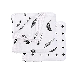 ultra-soft newborn baby blanket combo  lightweight skin-friendly multi-use summer ac blanket 120x120 cm  feather amp plus print design