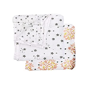 ultra-soft newborn baby blanket combo  lightweight skin-friendly multi-use summer ac blanket 120x120 cm  grey amp leaf dot design