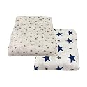 Newborn Combo Pack – Ultrasoft Summer Blanket &amp; Wrapper | 120x120 cm | Skin Friendly | Navy &amp; Blue Star Design | AC Room Use