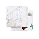 Ultra-Soft Newborn Baby Blanket Combo – Lightweight, Skin-Friendly, Multi-Use Summer AC Blanket (120x120 cm) – Green Star &amp; Multi Feather Design